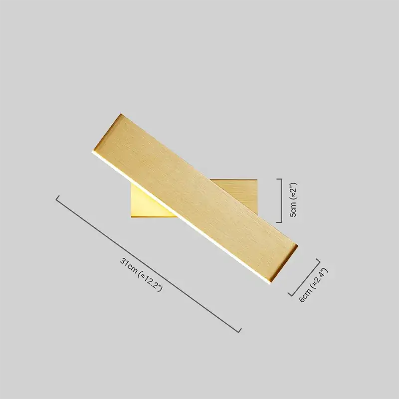 Modern Rectangular Wall Lamp -- Metal Black/Gold/Brown for Bedroom - Flindria