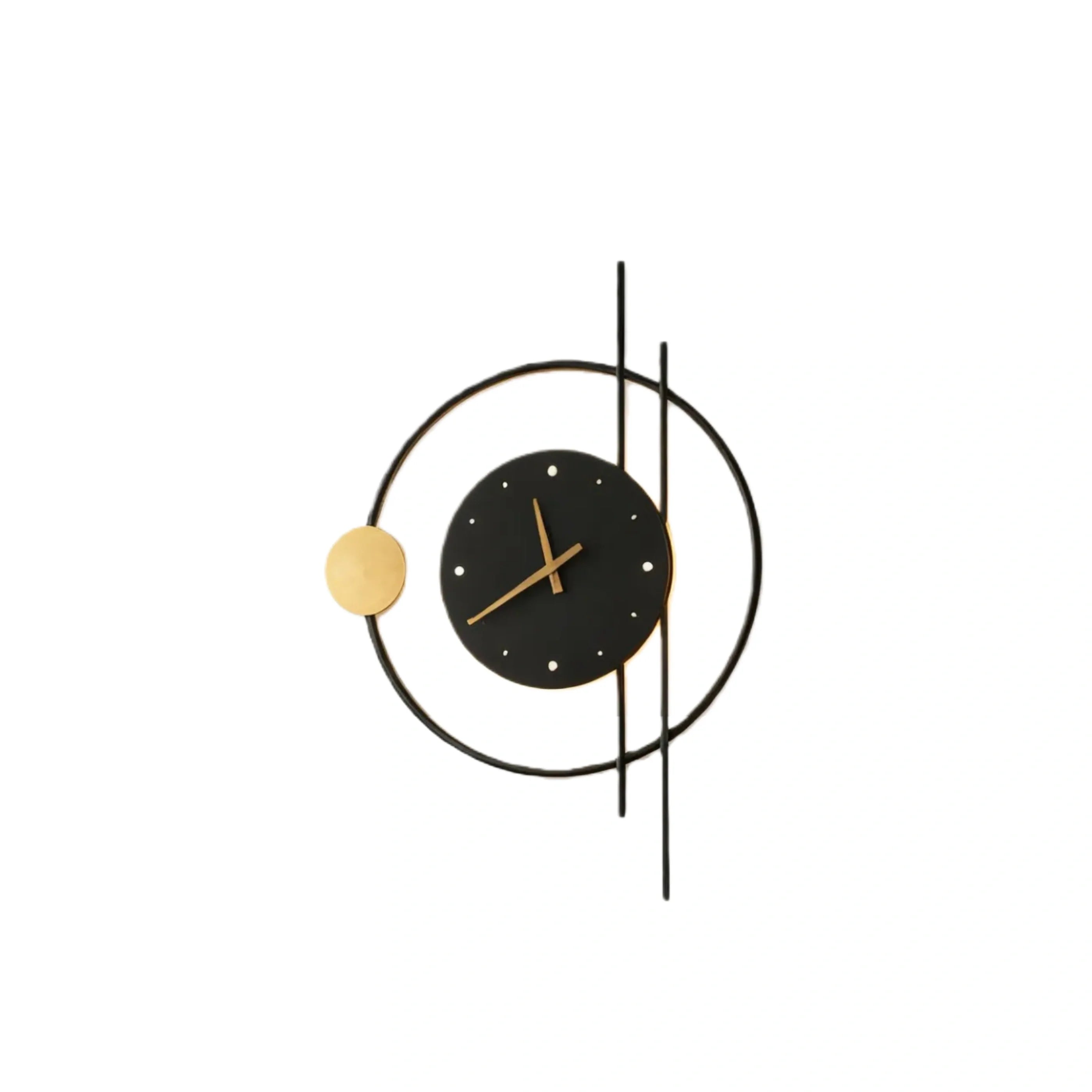 Lámpara de pared Art Deco – Diseño inspirado en reloj negro/dorado para sala - Flindria