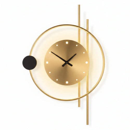 Lámpara de pared Art Deco – Diseño inspirado en reloj negro/dorado para sala - Flindria