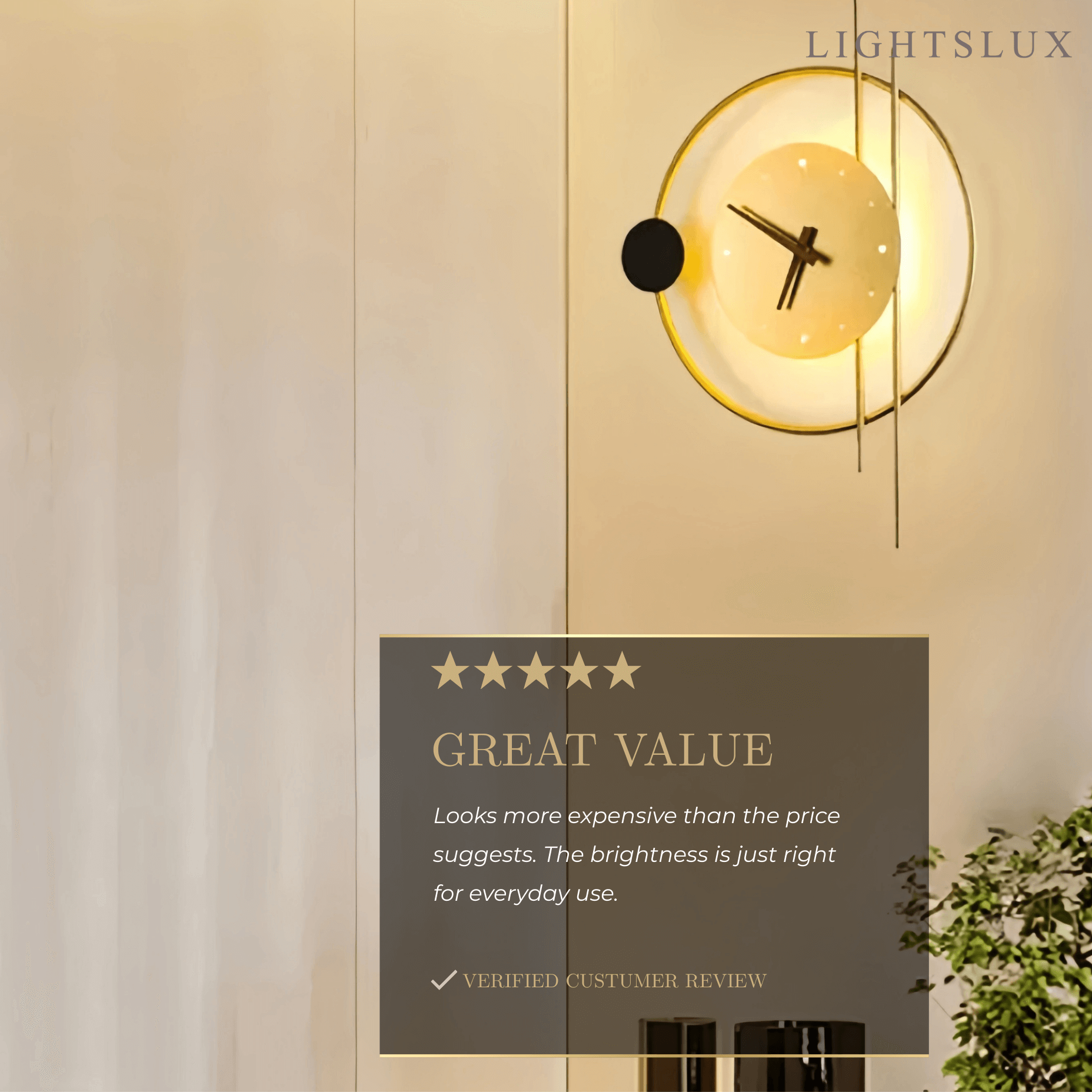 Lámpara de pared Art Deco – Diseño inspirado en reloj negro/dorado para sala - Flindria