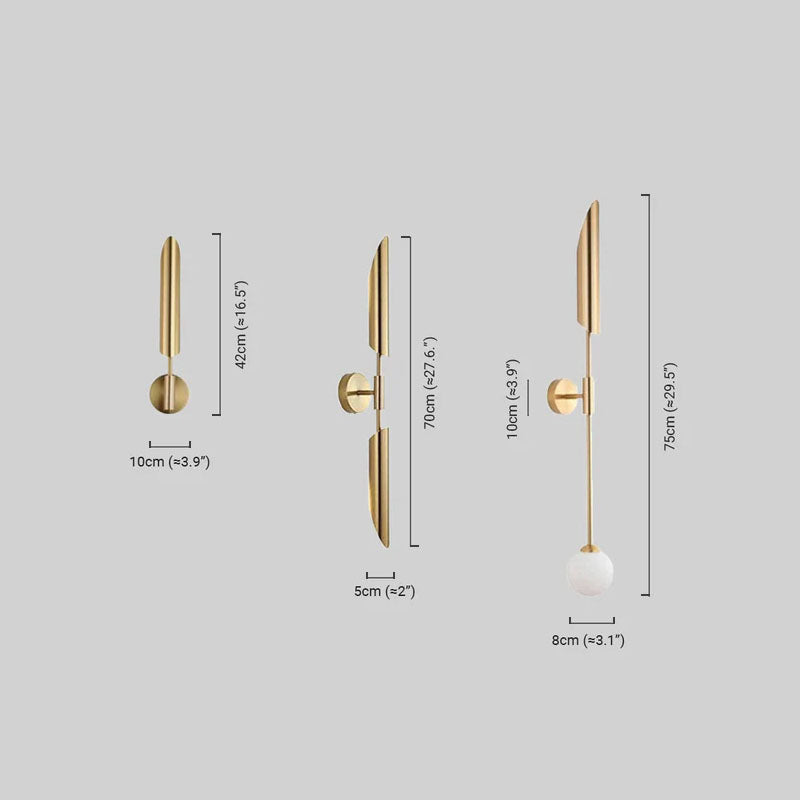 Lámpara de pared lineal moderna - Metal dorado y vidrio para jardín/pasillo - Flindria