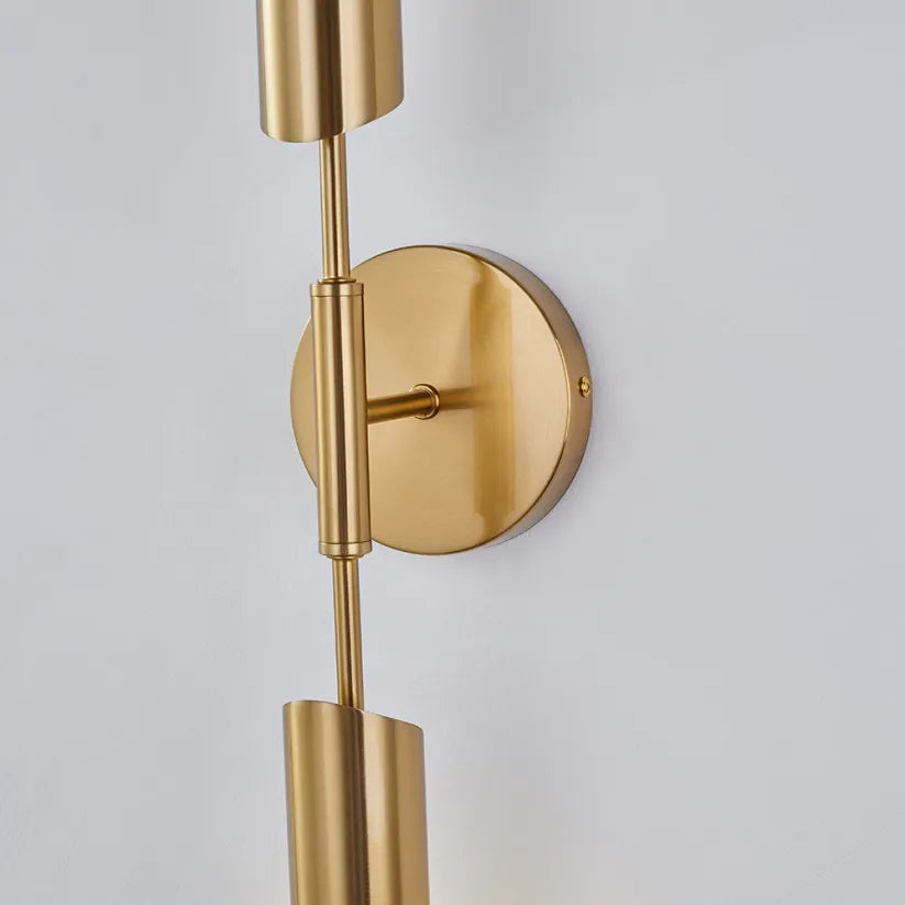 Lámpara de pared lineal moderna - Metal dorado y vidrio para jardín/pasillo - Flindria