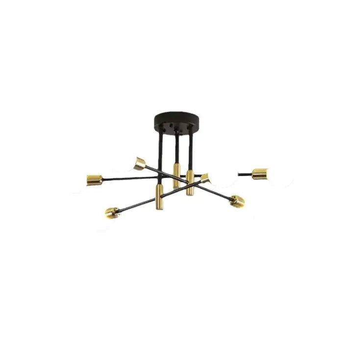 Lámpara de araña moderna ramificada – Estructura metálica negro/dorado con 4/6/8 cabezas para sala de estar - Flindria