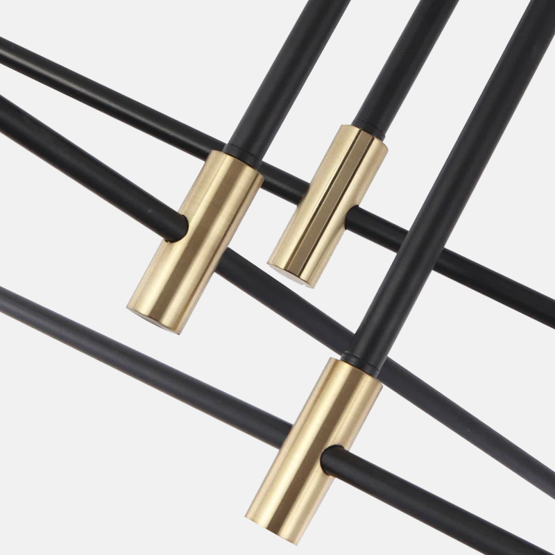 Lámpara de araña moderna ramificada – Estructura metálica negro/dorado con 4/6/8 cabezas para sala de estar - Flindria