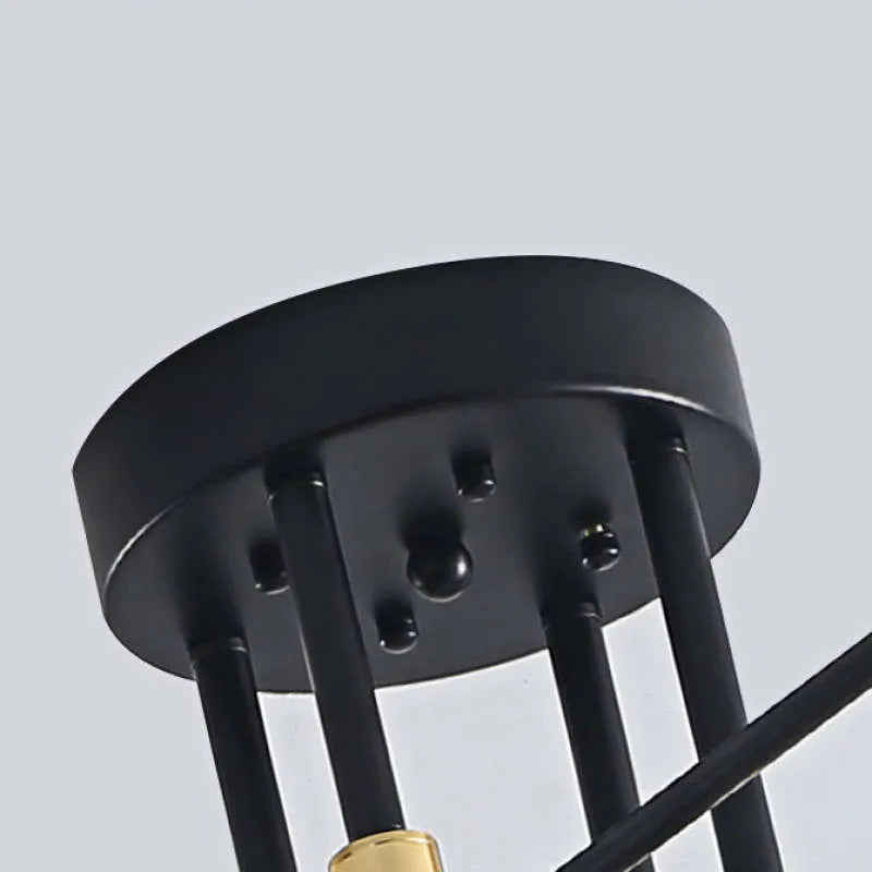Lámpara de araña moderna ramificada – Estructura metálica negro/dorado con 4/6/8 cabezas para sala de estar - Flindria