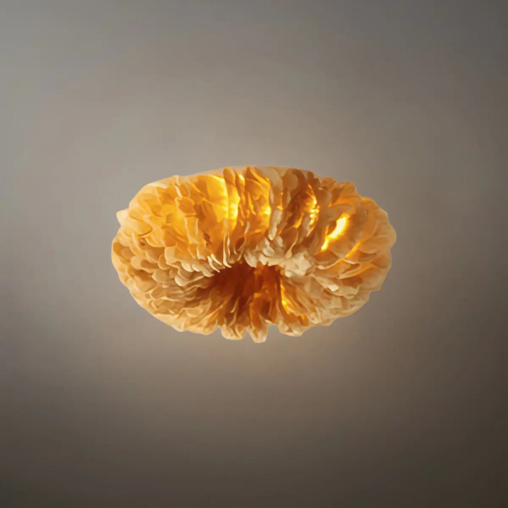 Art Deco Round Ceiling Light Art Feather — White/Yellow/Pink/Gray Bedroom - Flindria