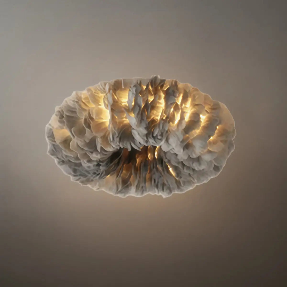 Art Deco Round Ceiling Light Art Feather — White/Yellow/Pink/Gray Bedroom - Flindria