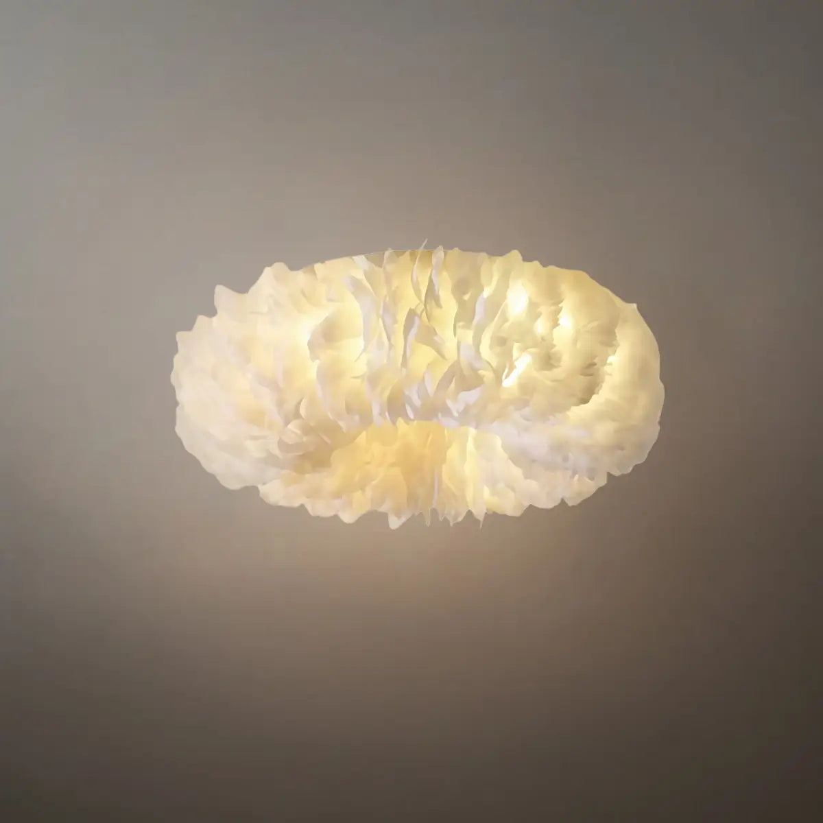 Art Deco Round Ceiling Light Art Feather — White/Yellow/Pink/Gray Bedroom - Flindria