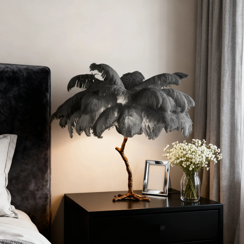 Nordic Feather Floor & Table Lamp – Luxury Lighting in 9 Colors Options Indoor - Flindria