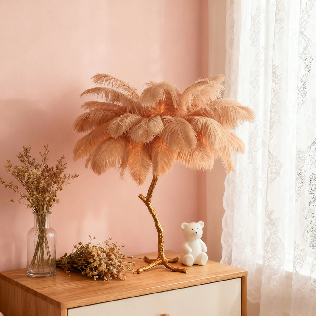 Nordic Feather Floor & Table Lamp – Luxury Lighting in 9 Colors Options Indoor - Flindria