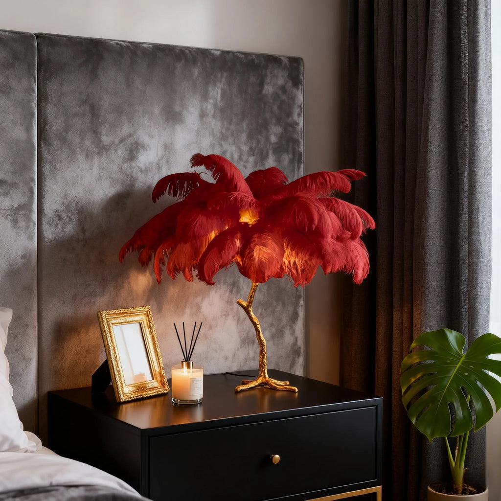 Nordic Feather Floor & Table Lamp – Luxury Lighting in 9 Colors Options Indoor - Flindria