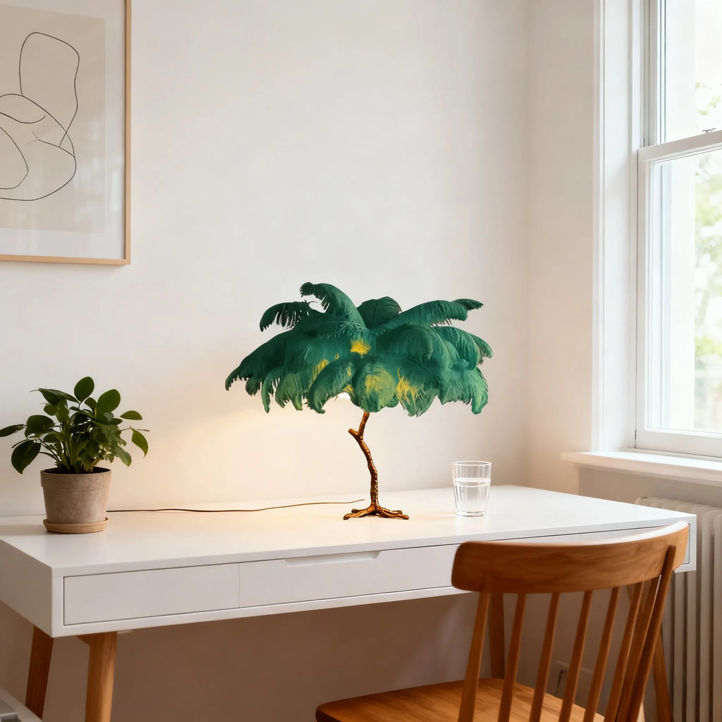 Nordic Feather Floor & Table Lamp – Luxury Lighting in 9 Colors Options Indoor - Flindria
