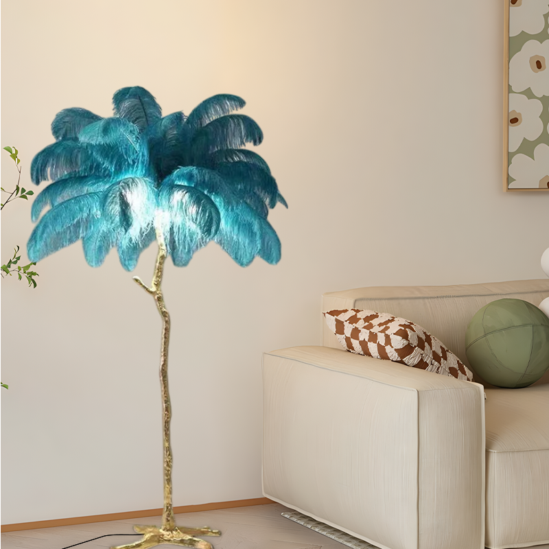 Nordic Feather Floor & Table Lamp – Luxury Lighting in 9 Colors Options Indoor - Flindria