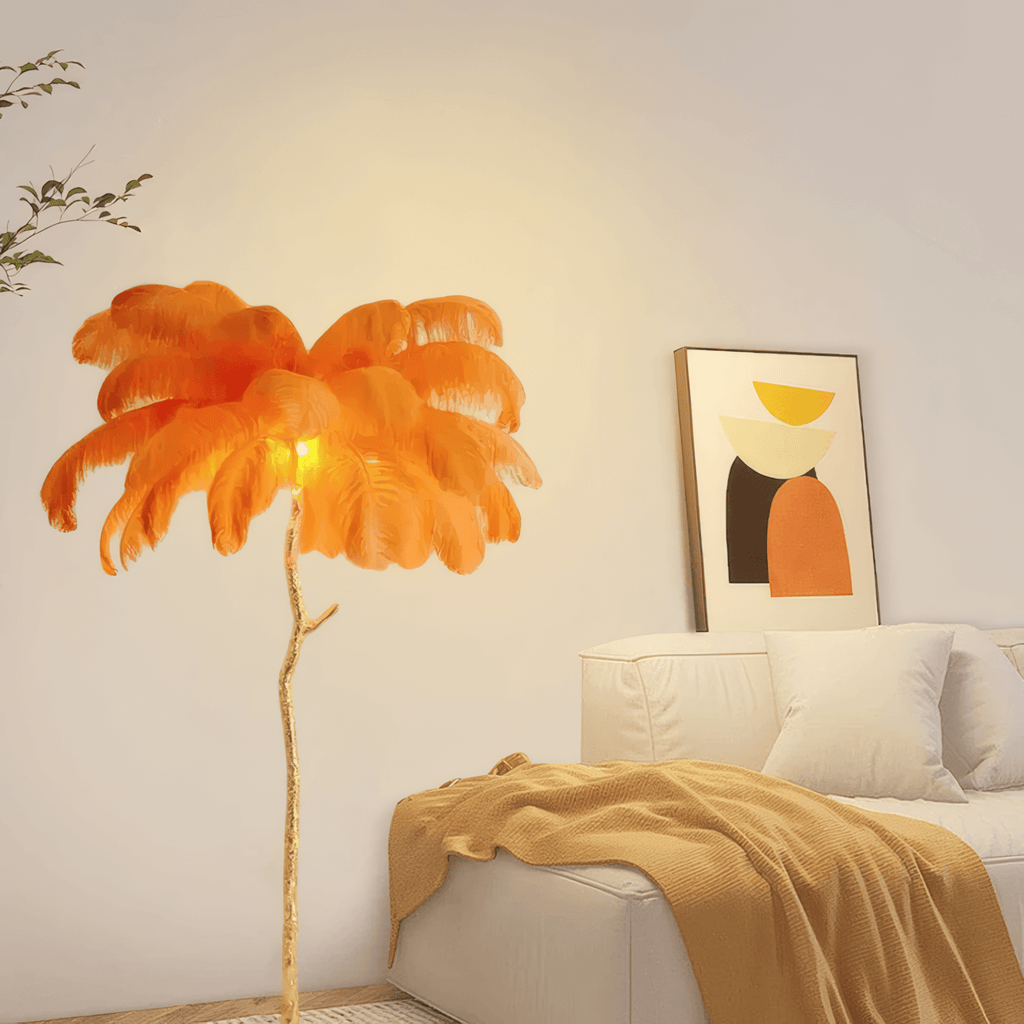 Nordic Feather Floor & Table Lamp – Luxury Lighting in 9 Colors Options Indoor - Flindria