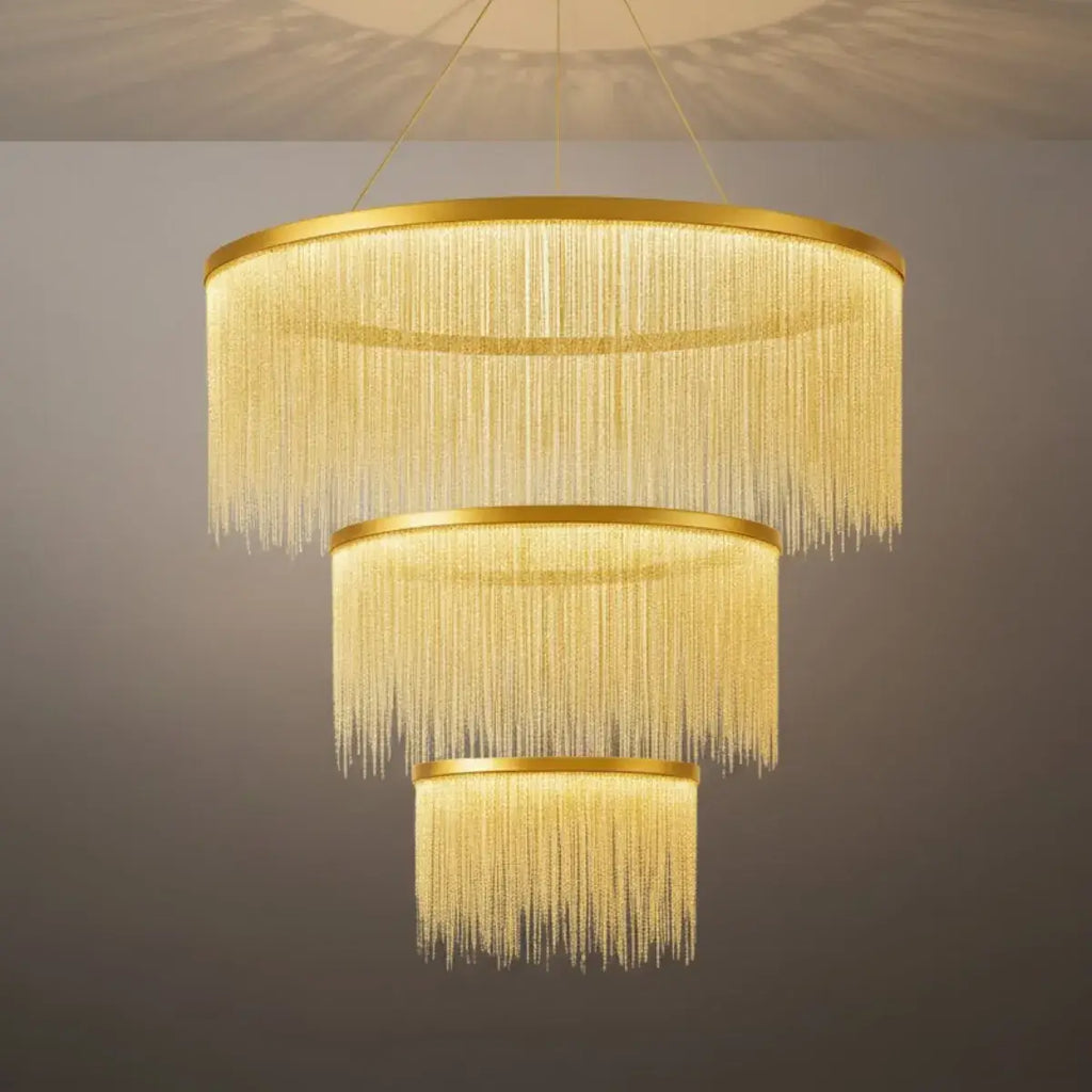 Royal Pendant Light –Gold/Satin Nickel Metal Finish for Living Room - Flindria