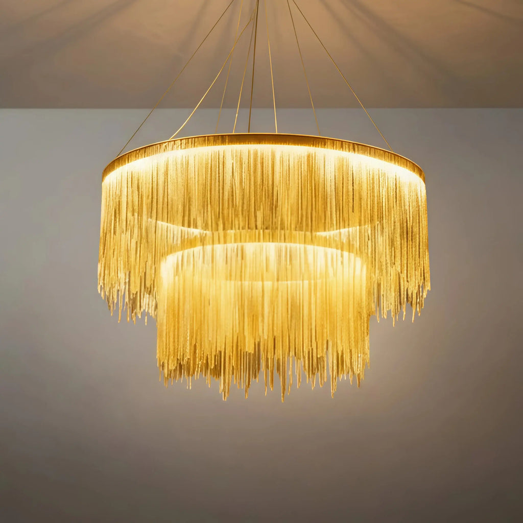 Royal Pendant Light –Gold/Satin Nickel Metal Finish for Living Room - Flindria