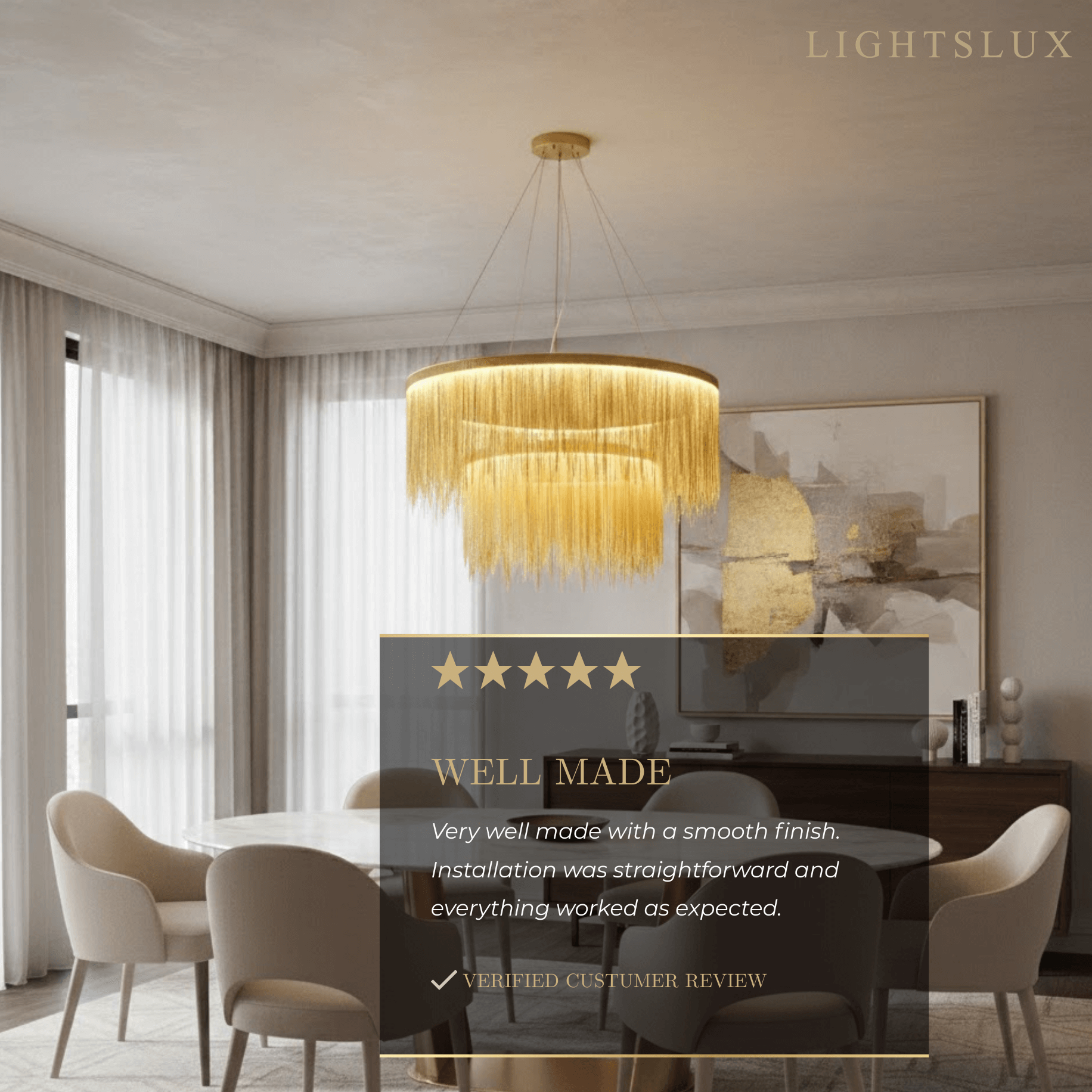 Suspension royale – Finition métal or/nikel satiné pour salon - Flindria