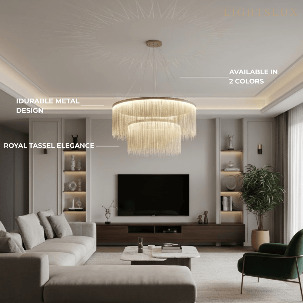Royal Pendant Light –Gold/Satin Nickel Metal Finish for Living Room - Flindria