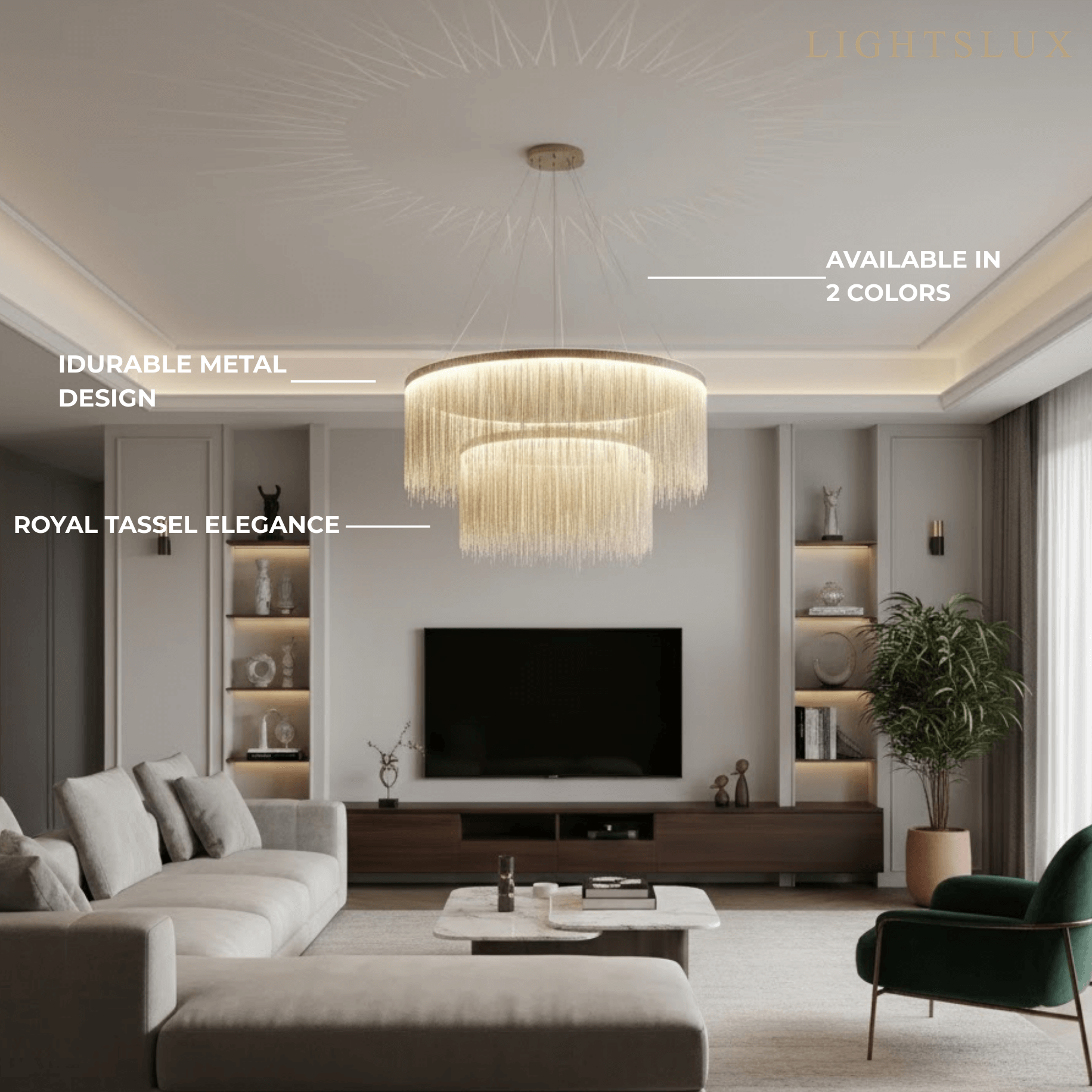 Suspension royale – Finition métal or/nikel satiné pour salon - Flindria