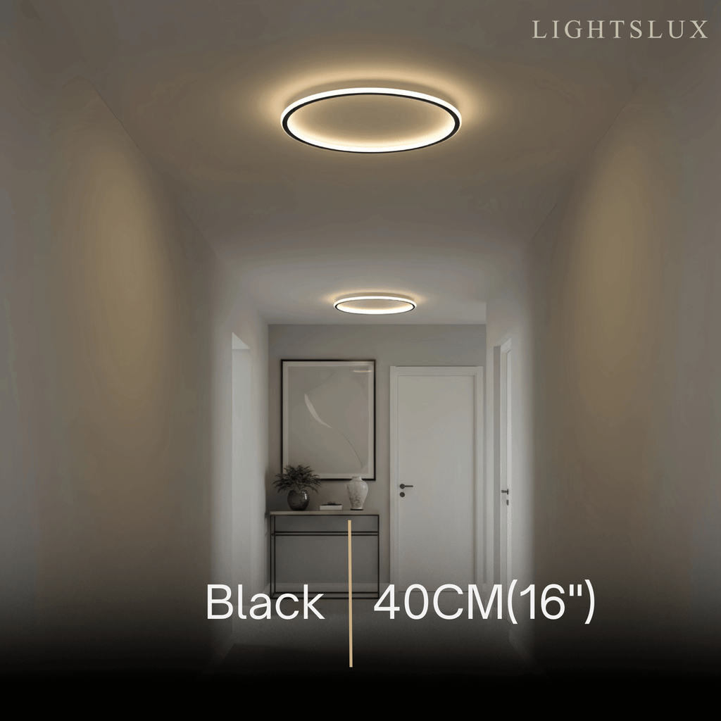 Modern Round Ceiling Light – Black&White Metal for Living Room - Flindria