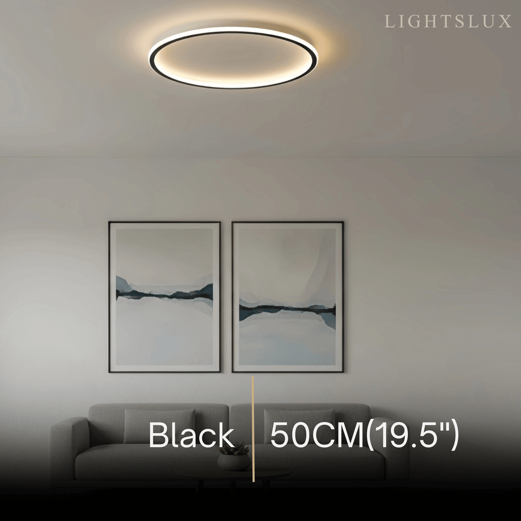 Modern Round Ceiling Light – Black&White Metal for Living Room - Flindria