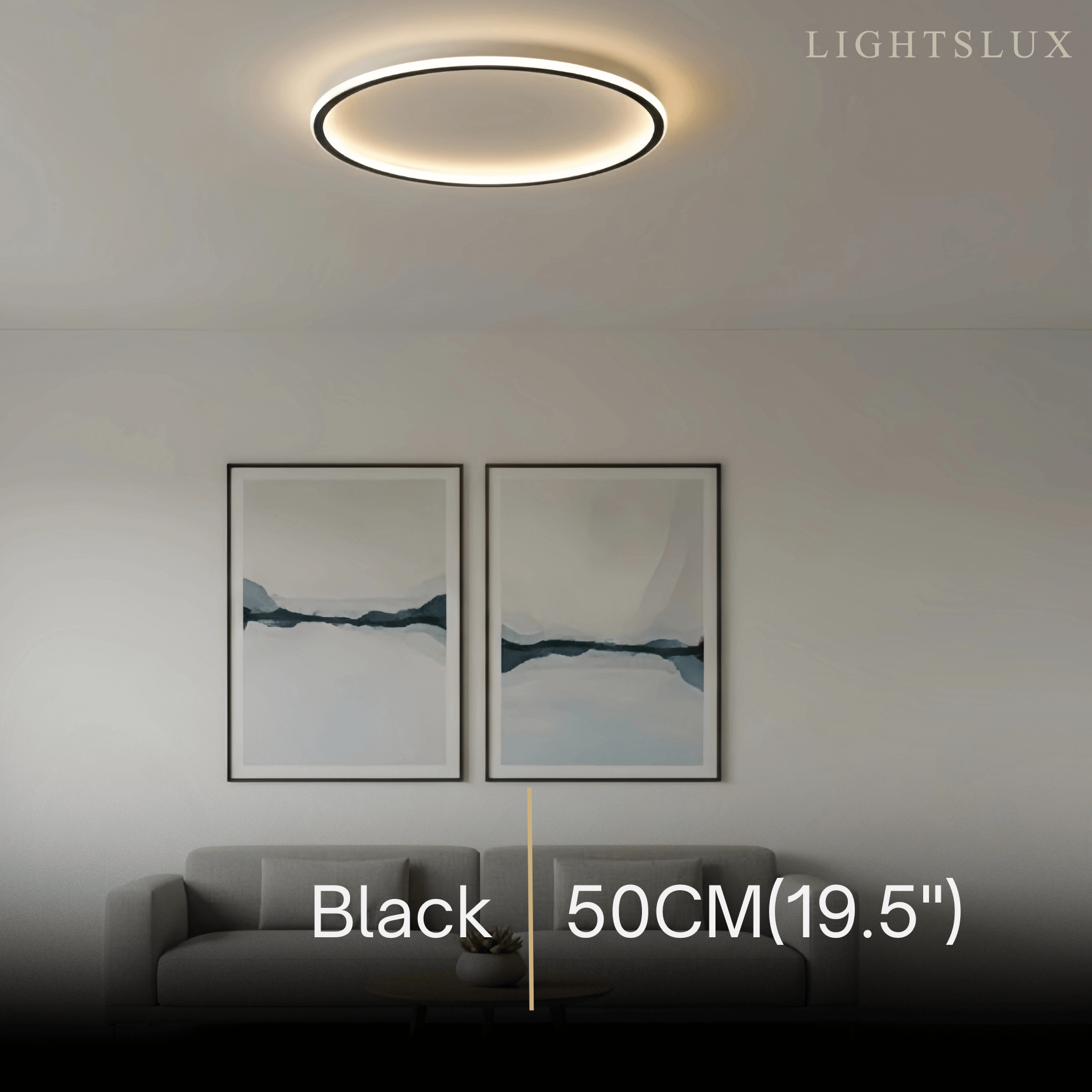 Modern Round Ceiling Light – Black&White Metal for Living Room - Flindria