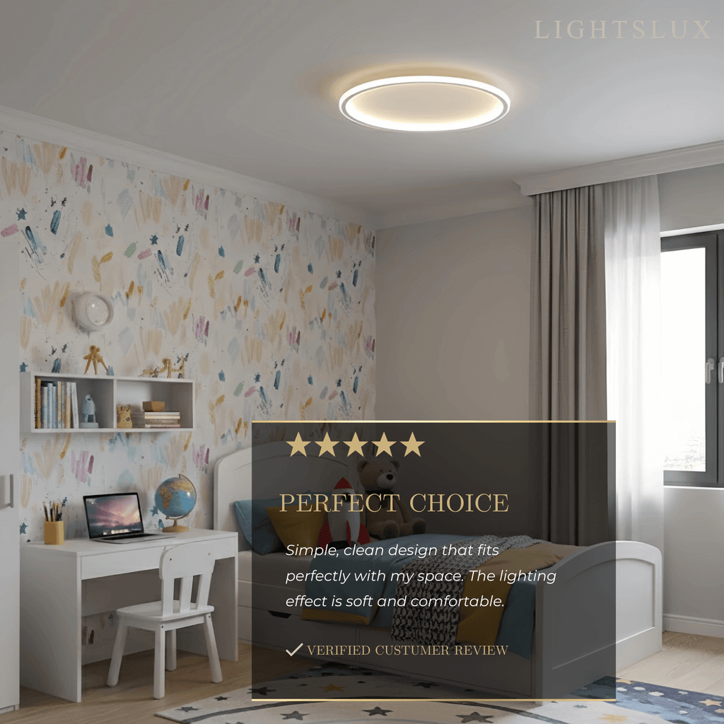 Modern Round Ceiling Light – Black&White Metal for Living Room - Flindria