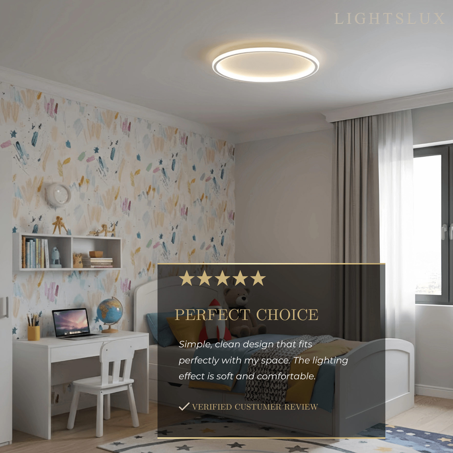 Modern Round Ceiling Light – Black&White Metal for Living Room - Flindria