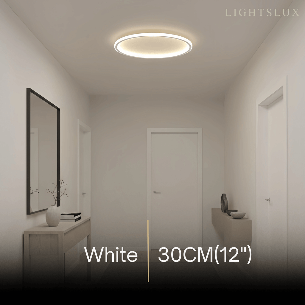Modern Round Ceiling Light – Black&White Metal for Living Room - Flindria