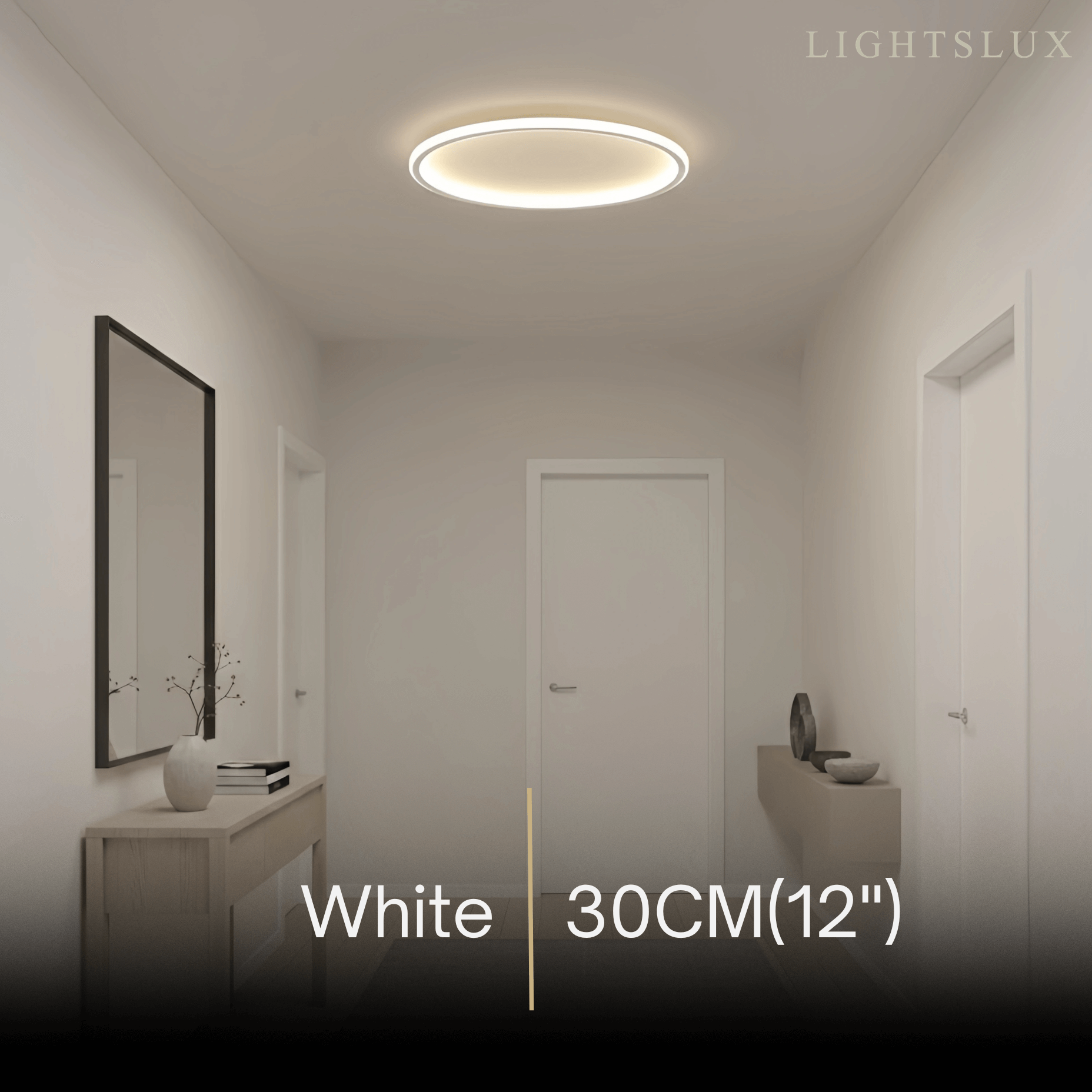 Modern Round Ceiling Light – Black&White Metal for Living Room - Flindria