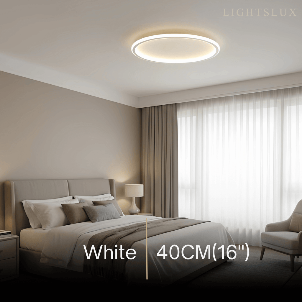 Modern Round Ceiling Light – Black&White Metal for Living Room - Flindria