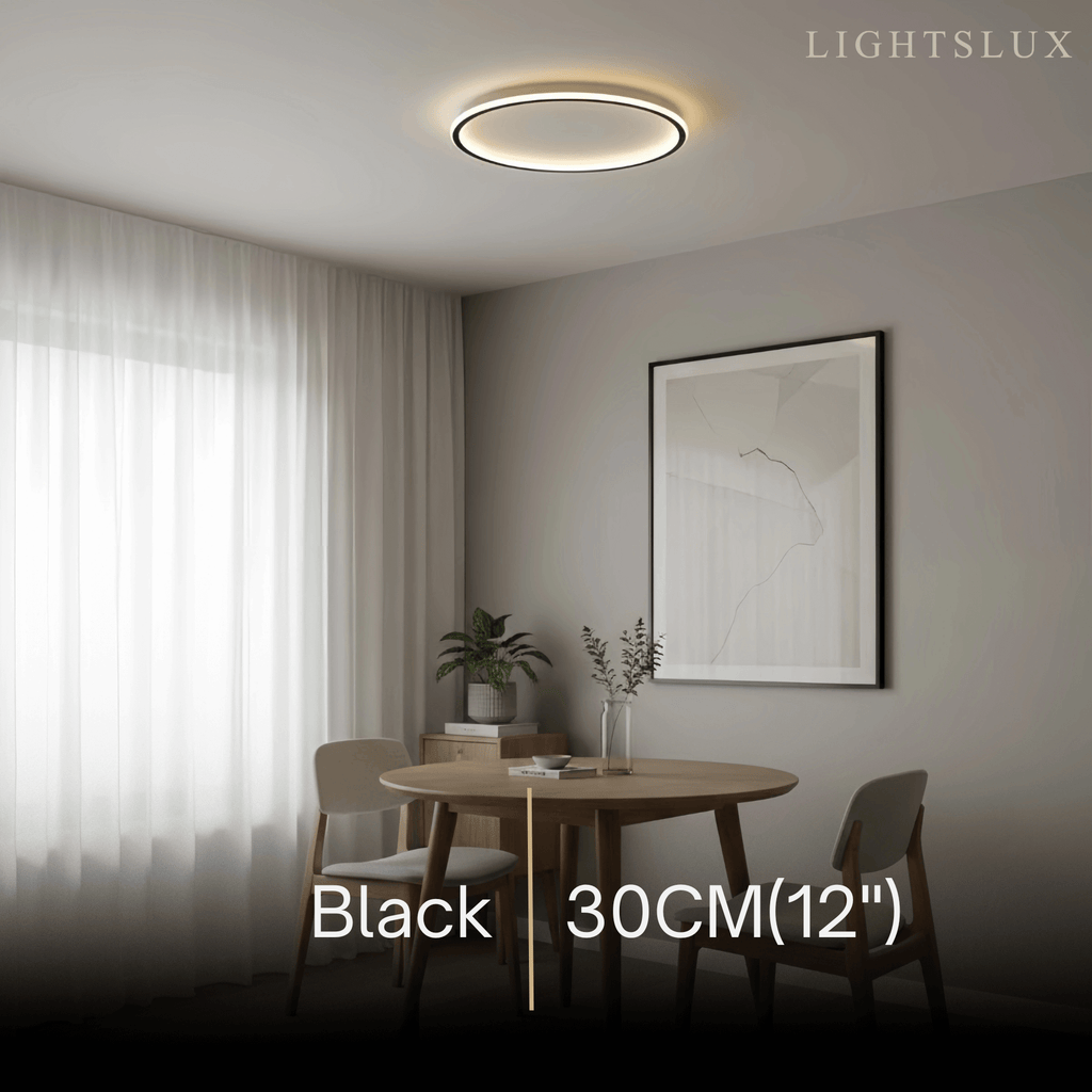 Modern Round Ceiling Light – Black&White Metal for Living Room - Flindria