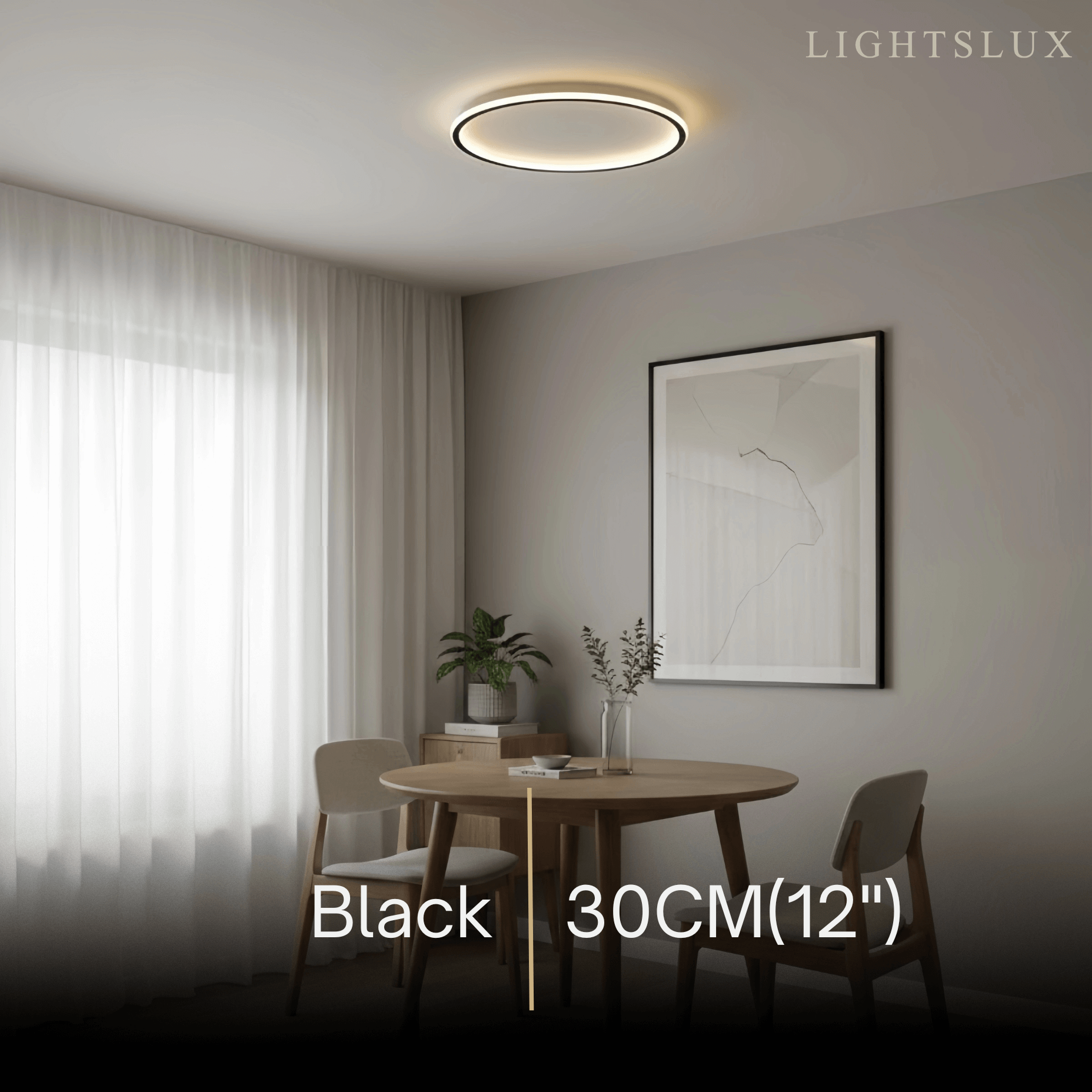 Modern Round Ceiling Light – Black&White Metal for Living Room - Flindria