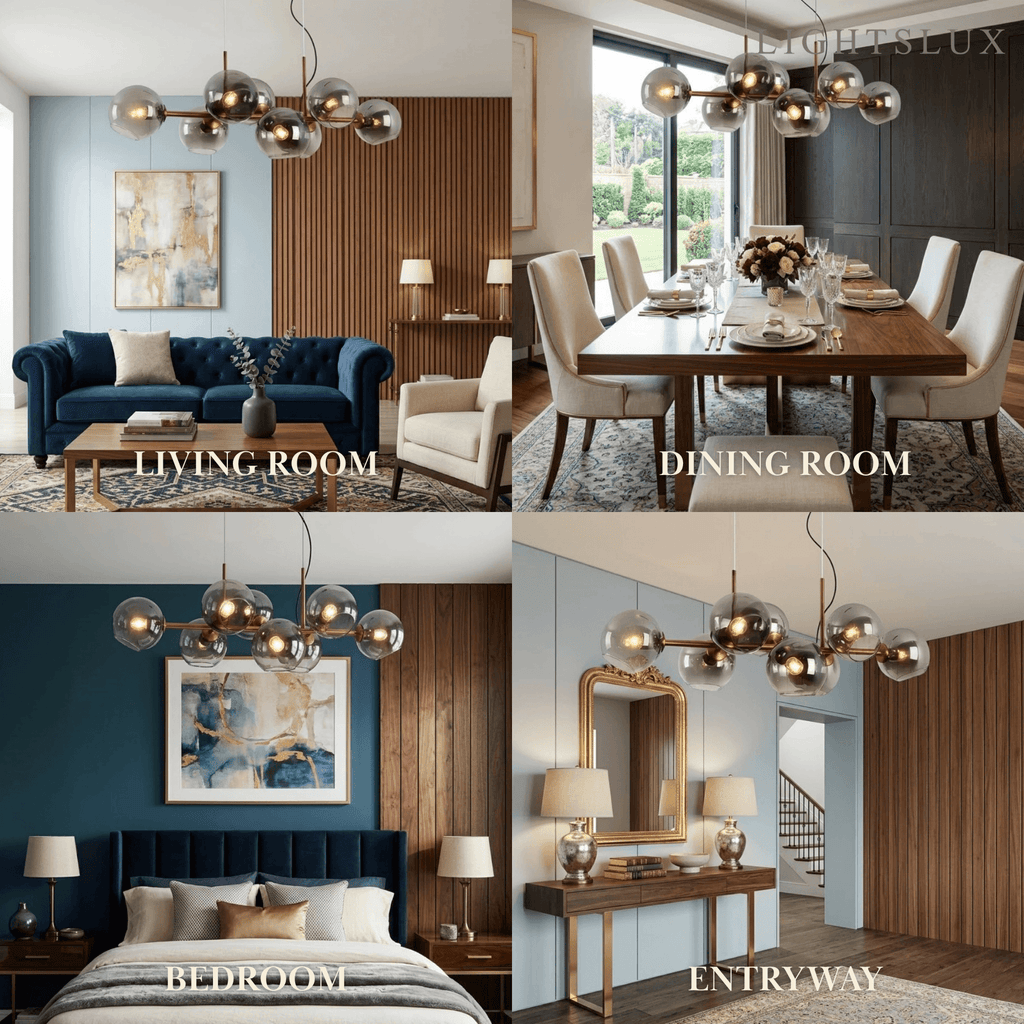 Modern Chandelier - Black/Gold Metal for Dining Room - Flindria