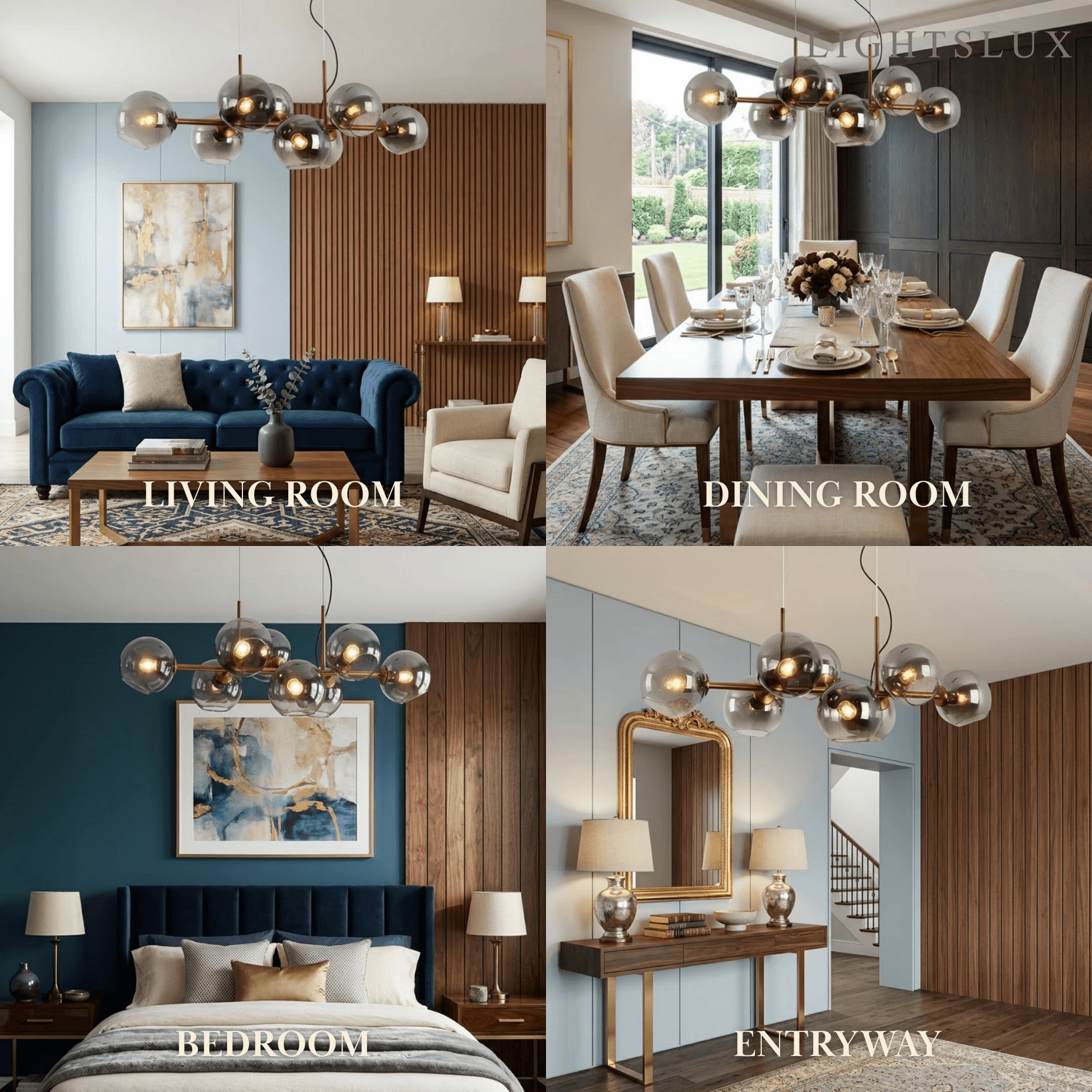 Modern Chandelier - Black/Gold Metal for Dining Room - Flindria