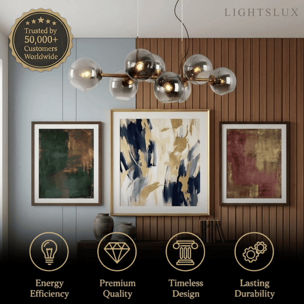 Modern Chandelier - Black/Gold Metal for Dining Room - Flindria