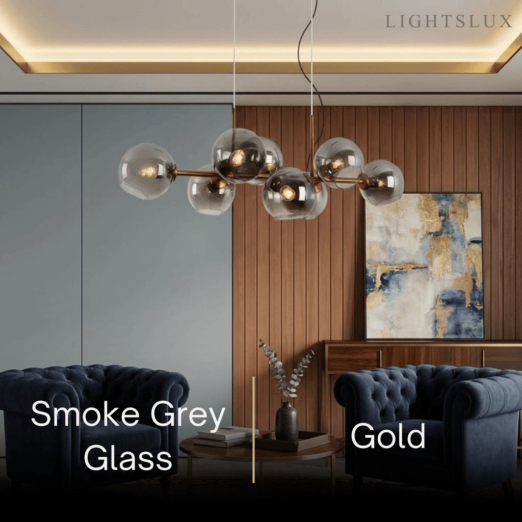 Modern Chandelier - Black/Gold Metal for Dining Room - Flindria