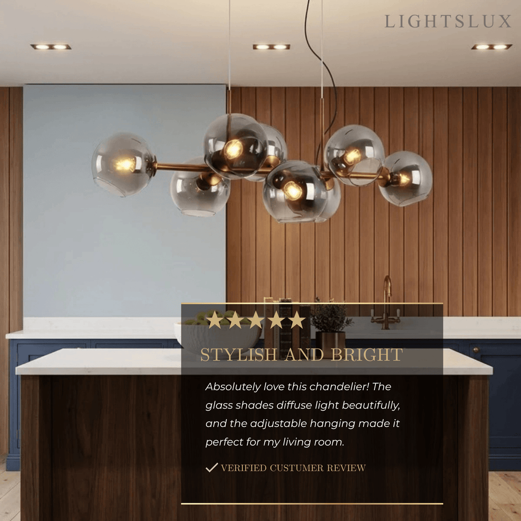 Modern Chandelier - Black/Gold Metal for Dining Room - Flindria