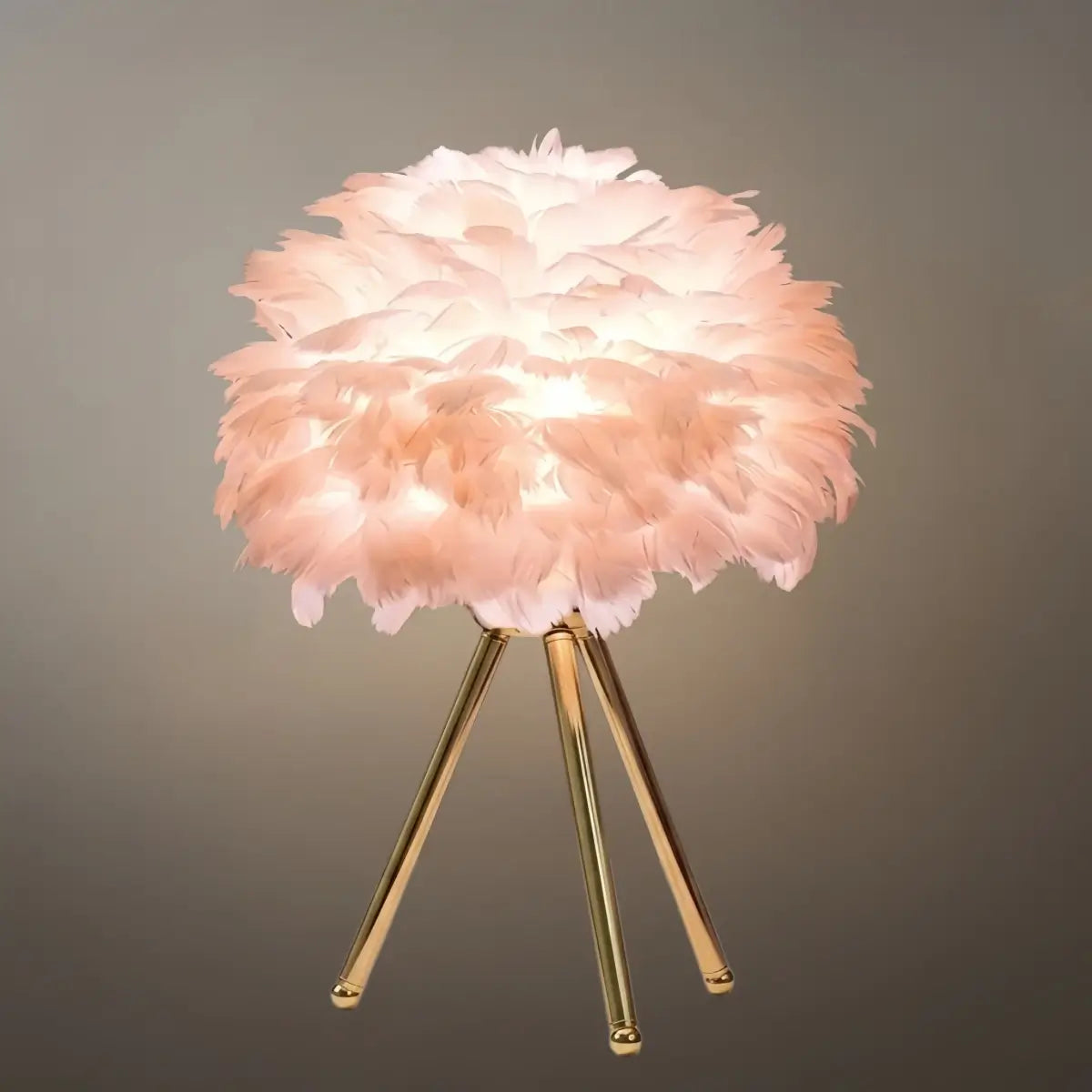 Art deco stolní lampa – péřové a kovové trojnožkové podstavce do dětského pokoje/ložnice - Flindria