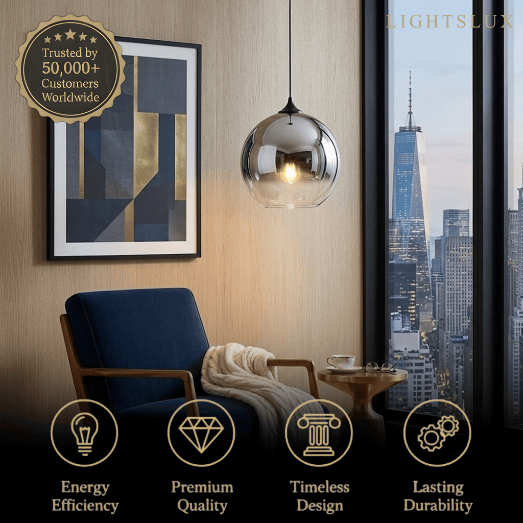 Moderne glazen bol hanglamp – Goud/Zilver LED-lamp voor eetkamer - Flindria