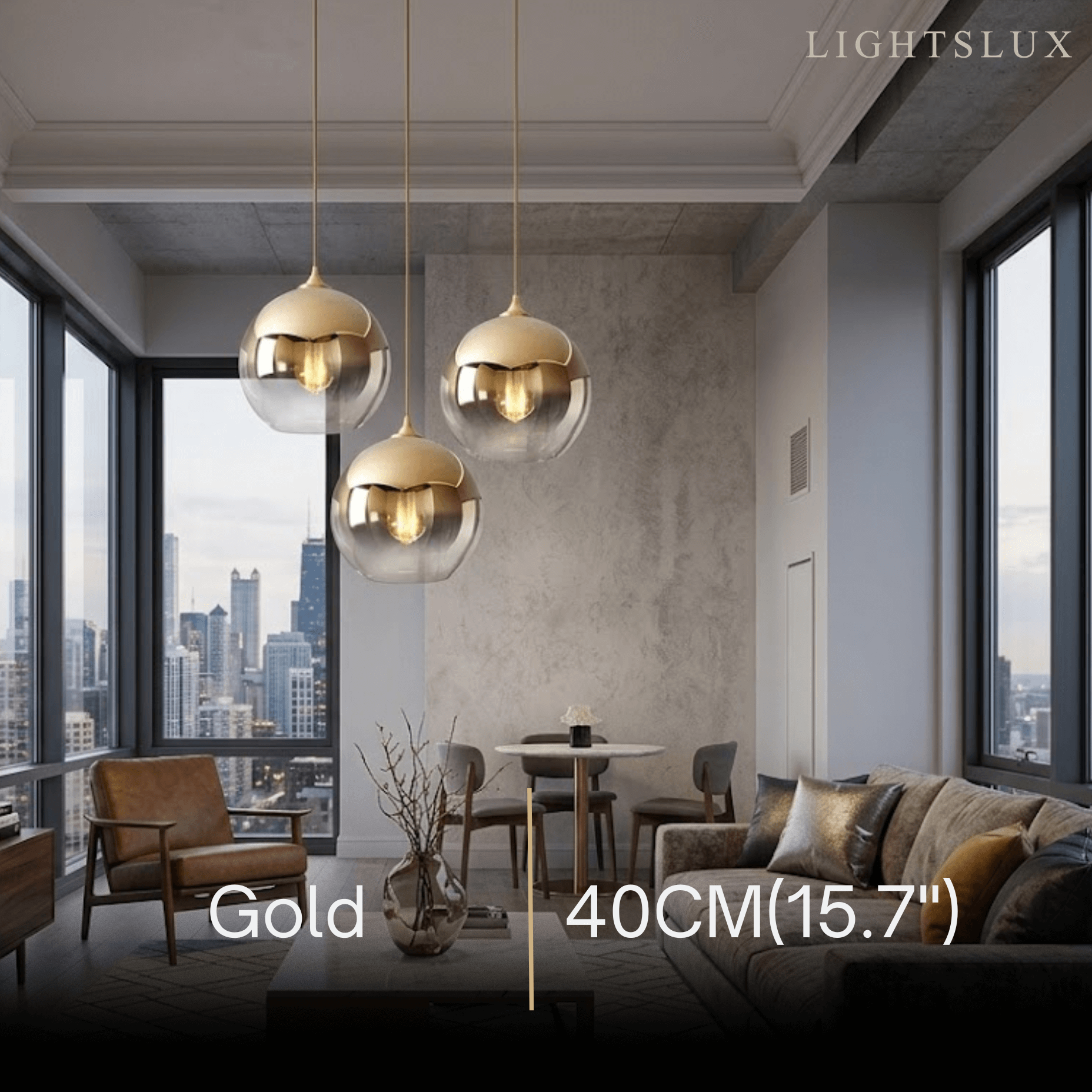 Moderne glazen bol hanglamp – Goud/Zilver LED-lamp voor eetkamer - Flindria