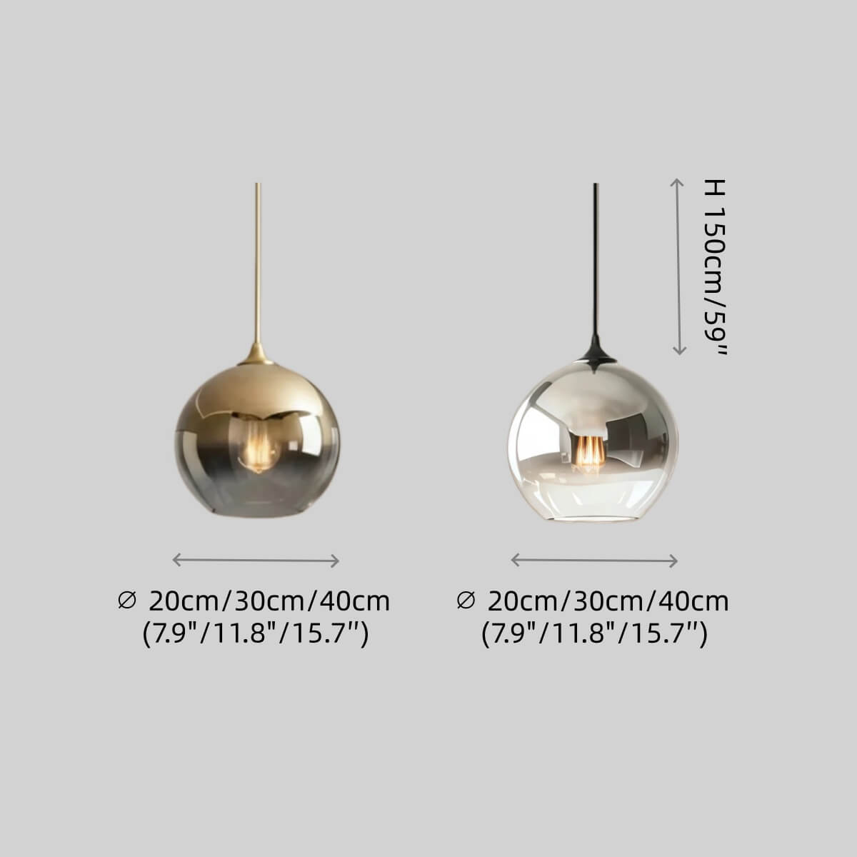 Moderne glazen bol hanglamp – Goud/Zilver LED-lamp voor eetkamer - Flindria