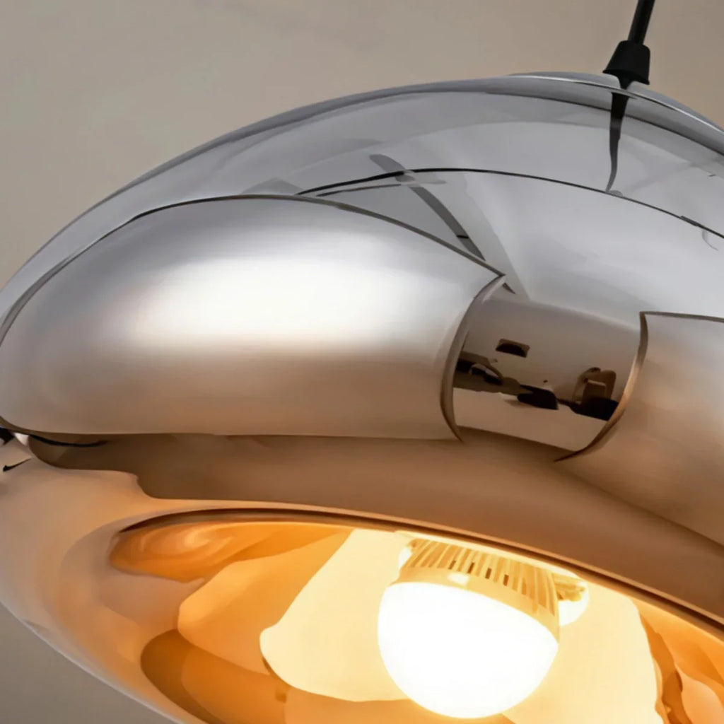 Moderne glas pendellampe -- guld/sølv metal til soveværelse - Flindria