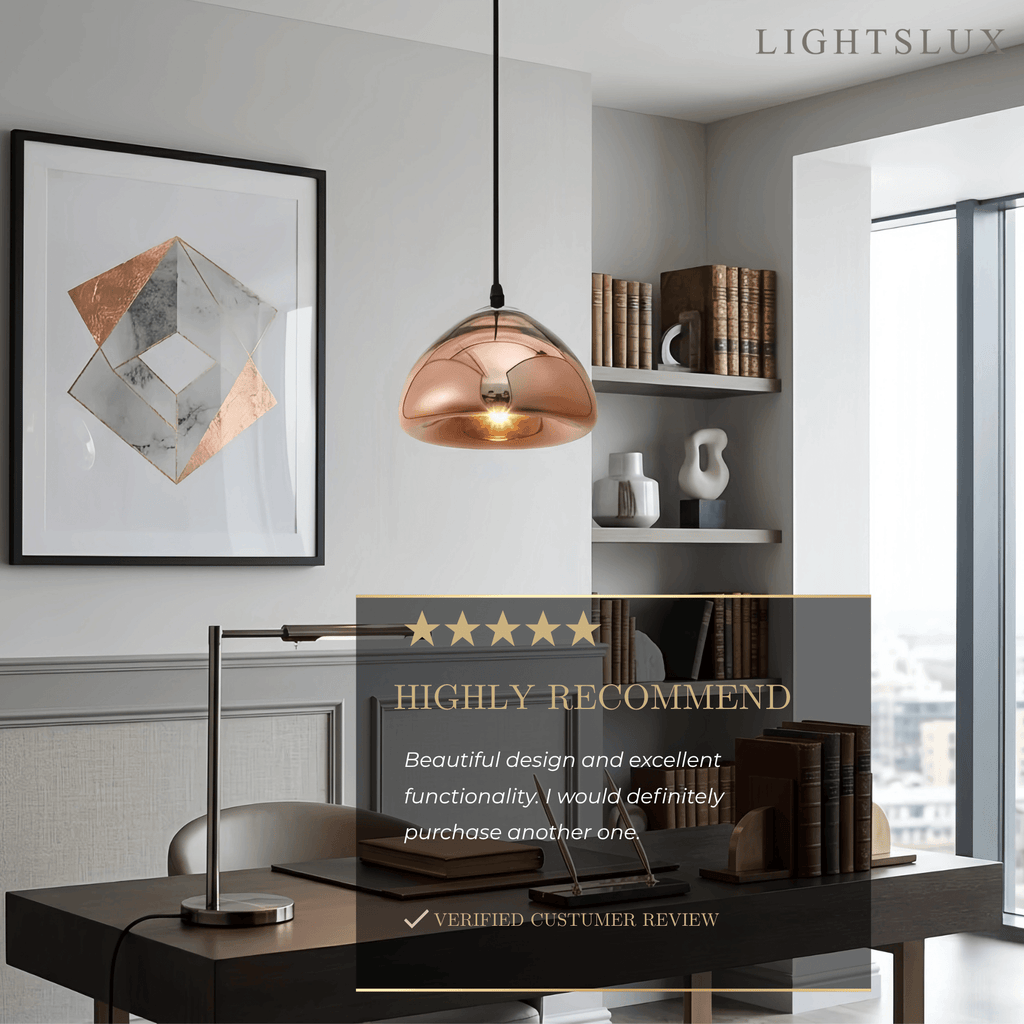 Moderne glas pendellampe -- guld/sølv metal til soveværelse - Flindria