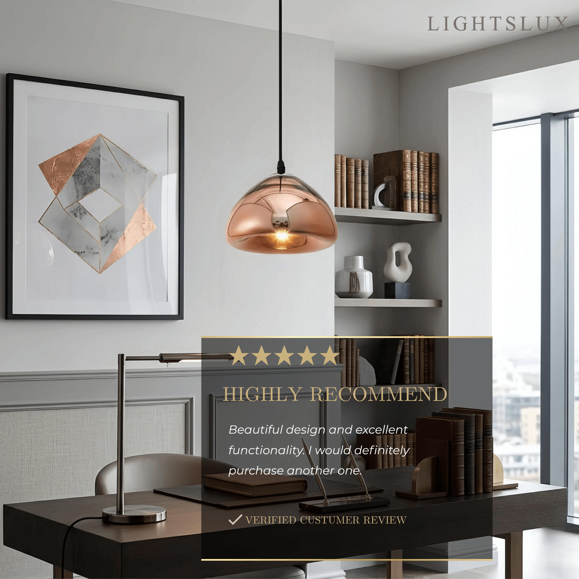 Moderne glas pendellampe -- guld/sølv metal til soveværelse - Flindria