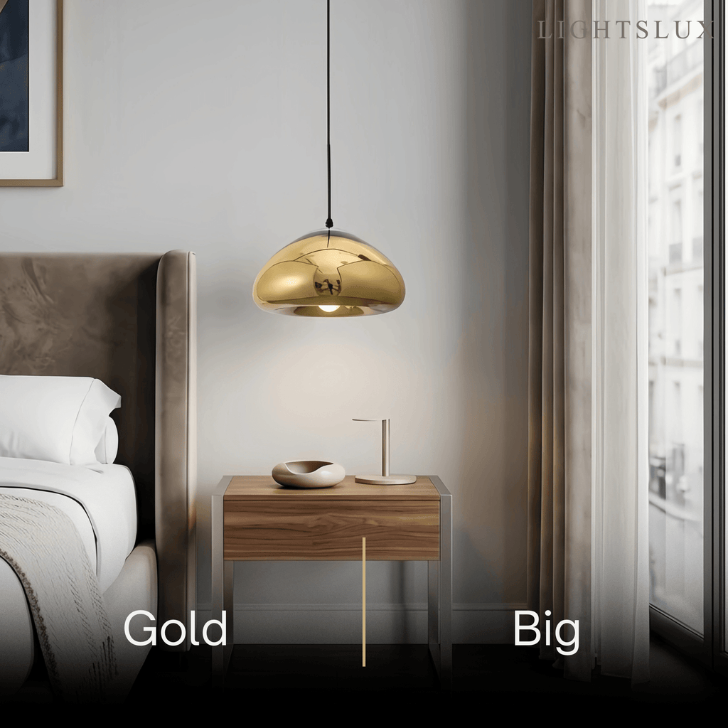 Moderne glas pendellampe -- guld/sølv metal til soveværelse - Flindria