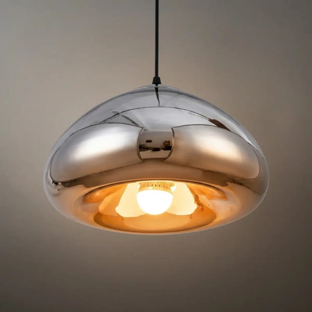 Moderne glas pendellampe -- guld/sølv metal til soveværelse - Flindria