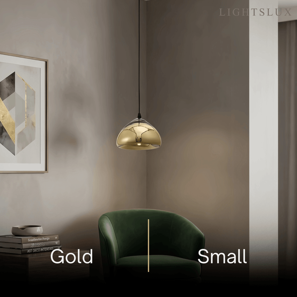 Moderne glas pendellampe -- guld/sølv metal til soveværelse - Flindria