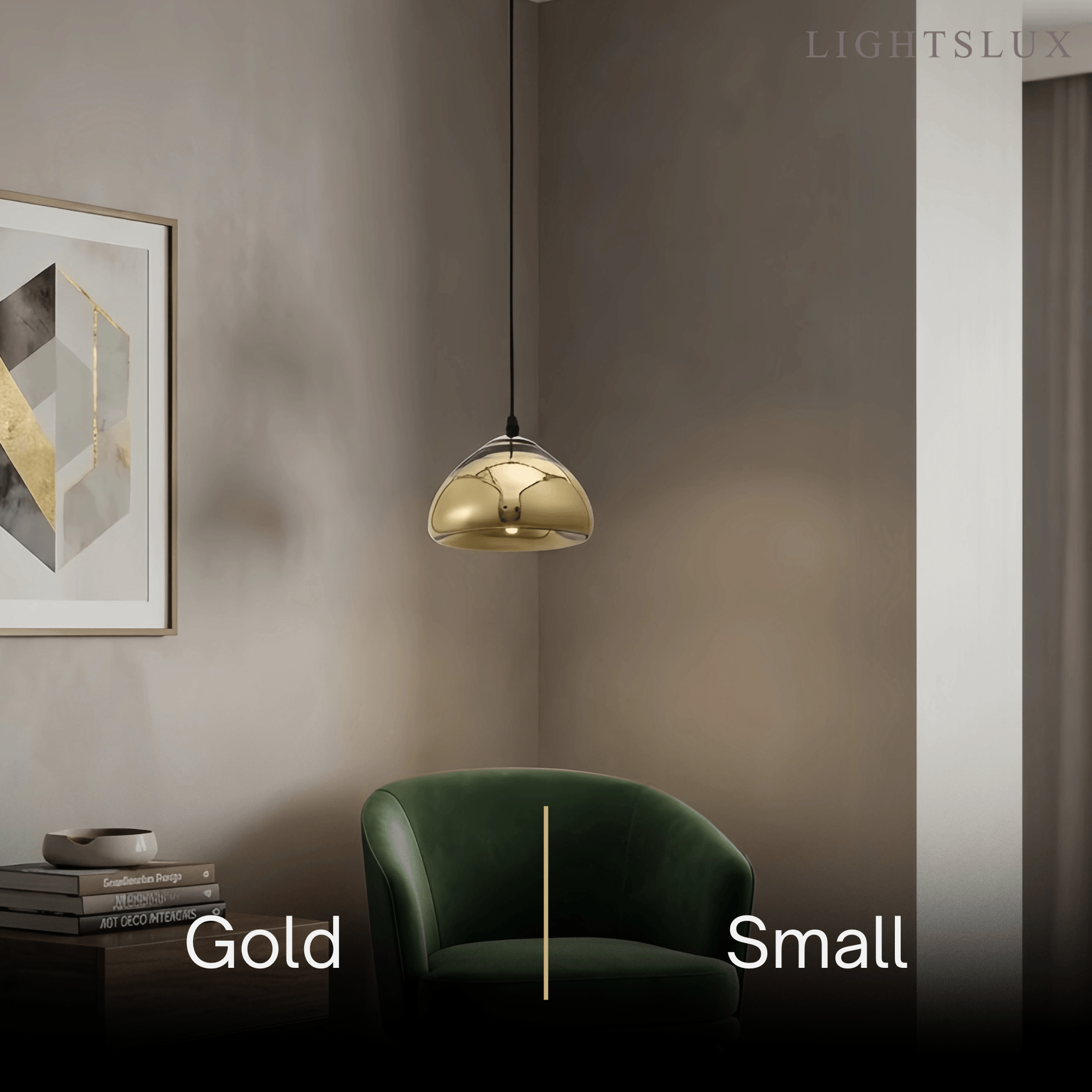 Moderne glas pendellampe -- guld/sølv metal til soveværelse - Flindria