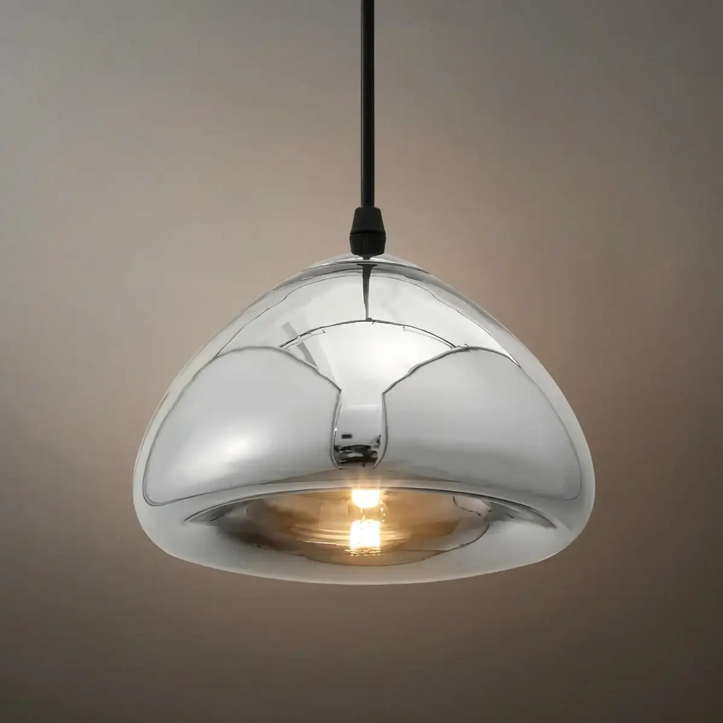 Moderne glas pendellampe -- guld/sølv metal til soveværelse - Flindria
